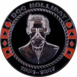 Card-Guard "DOC HOLLIDAY" - En Métal – 2 Faces Différentes – 50mm De Diamètre