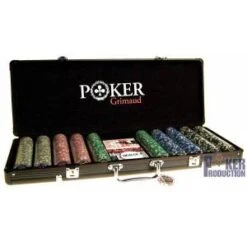 Mallette De 500 Jetons De Poker "GRIMAUD" – Jetons En ABS Avec Insert Métal – Avec 2 Jeux De Cartes Grimaud