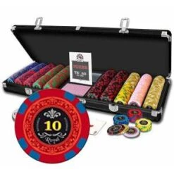 Mallette De 500 Jetons De Poker "ROYAL" - En Polypropylène – 11,5g – Livrée Avec 2 Jeux De Cartes Et Accessoires