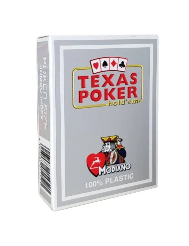 Modiano "TEXAS POKER HOLD EM GRIS" - Jeu De 55 Cartes 100% Plastique – Format Poker - 2 Index Jumbo 1 Modiano "TEXAS POKER HOLD EM GRIS" - Jeu De 55 Cartes 100% Plastique – Format Poker - 2 Index Jumbo