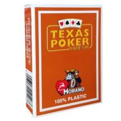 Modiano "TEXAS POKER HOLD EM MARRON" - Jeu De 55 Cartes 100% Plastique – Format Poker - 2 Index Jumbo
