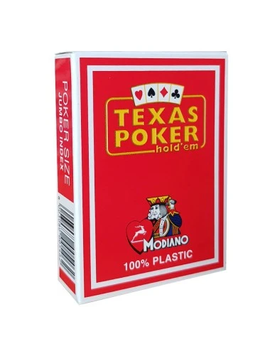 Modiano "TEXAS POKER HOLD EM ROUGE" - Jeu De 55 Cartes 100% Plastique – Format Poker - 2 Index Jumbo 1 Modiano "TEXAS POKER HOLD EM ROUGE" - Jeu De 55 Cartes 100% Plastique – Format Poker - 2 Index Jumbo