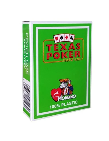 Modiano "TEXAS POKER HOLD EM VERT" - Jeu De 55 Cartes 100% Plastique – Format Poker - 2 Index Jumbo 2 Modiano "TEXAS POKER HOLD EM VERT" - Jeu De 55 Cartes 100% Plastique – Format Poker - 2 Index Jumbo – Image 2