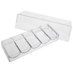 Rack De Rangement CLASSIC + Pour 100 Jetons De Poker – En Acrylique – 5 X 20 Jetons De Poker – Avec Couvercle -Cartes Production rack de rangement pour 100 jetons de poker avec couvercle en acrylique 2