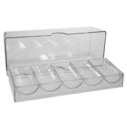 Rack De Rangement CLASSIC + Pour 100 Jetons De Poker – En Acrylique – 5 X 20 Jetons De Poker – Avec Couvercle -Cartes Production rack de rangement pour 100 jetons de poker avec couvercle en acrylique 4