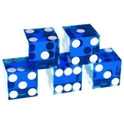 Set De 5 Dés De Précision Pour Craps "BLUE" - Côtés Tranchants – Translucides – 19mm De Côté