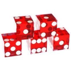 Set De 5 Dés De Précision Pour Craps "RED" - Côtés Tranchants – Translucides – 19mm De Côté