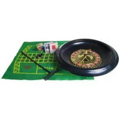 Set De Roulette Simple 0 – Roulette En Plastique De Diamètre 40 Cm - Avec Bille, Tapis, Jetons, Râteau Et Jeux De Cartes