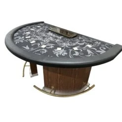 Table Black Jack "ARABESQUE" - En Bois - Rack Sous Clefs - Repose Pied - 220 X 120 X 93 Cm