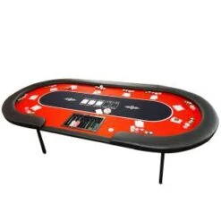 Table De Poker "FLORÉAL RED" - Avec Pieds Pliants Renforcés - Tapis Jersey Néoprène - 10 Joueurs + Dealer -Cartes Production table de poker floreal red avec pieds pliants renforces tapis jersey neoprene 10 joueurs dealer 5