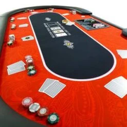 Table De Poker "FLORÉAL RED" - Avec Pieds Pliants Renforcés - Tapis Jersey Néoprène - 10 Joueurs + Dealer -Cartes Production table de poker floreal red avec pieds pliants renforces tapis jersey neoprene 10 joueurs dealer 7