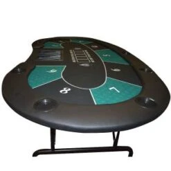 Table De Poker "HARICOT GREEN" - Avec Pieds Pliants - Tapis Jersey Néoprène - 9 Joueurs + Dealer 12 Table De Poker "HARICOT GREEN" - Avec Pieds Pliants - Tapis Jersey Néoprène - 9 Joueurs + Dealer -Cartes Production table de poker haricot avec pieds pliants tapis jersey neoprene 9 joueurs dealer 12