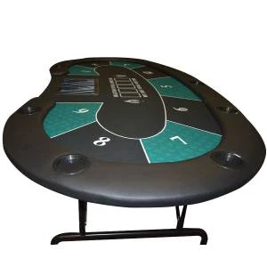 Table De Poker "HARICOT GREEN" - Avec Pieds Pliants - Tapis Jersey Néoprène - 9 Joueurs + Dealer 5 Table De Poker "HARICOT GREEN" - Avec Pieds Pliants - Tapis Jersey Néoprène - 9 Joueurs + Dealer – Image 5