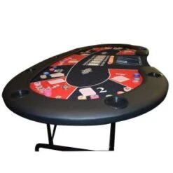 Table De Poker "HARICOT RED" - Avec Pieds Pliants - Tapis Jersey Néoprène - 9 Joueurs + Dealer -Cartes Production table de poker haricot avec pieds pliants tapis jersey neoprene 9 joueurs dealer 4