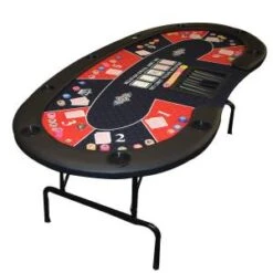 Table De Poker "HARICOT RED" - Avec Pieds Pliants - Tapis Jersey Néoprène - 9 Joueurs + Dealer -Cartes Production table de poker haricot avec pieds pliants tapis jersey neoprene 9 joueurs dealer 6
