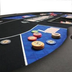 Table De Poker "HARICOT BLUE" - Avec Pieds Pliants - Tapis Jersey Néoprène - 9 Joueurs + Dealer -Cartes Production table de poker haricot blue avec pieds pliants tapis jersey neoprene 9 joueurs dealer 5