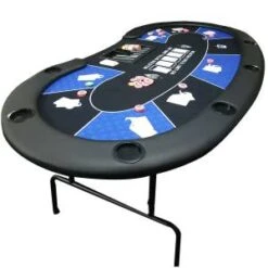Table De Poker "HARICOT BLUE" - Avec Pieds Pliants - Tapis Jersey Néoprène - 9 Joueurs + Dealer -Cartes Production table de poker haricot blue avec pieds pliants tapis jersey neoprene 9 joueurs dealer 6