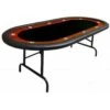 Table De Poker "NÉVADA BLACK" - Pieds Pliants – Race Track -10 Joueurs – Tapis Tissu Microfibre - Bords Simili Cuir