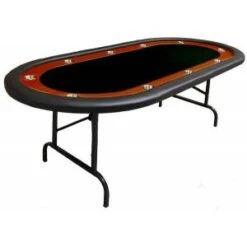 Table De Poker "NÉVADA BLACK" - Pieds Pliants – Race Track -10 Joueurs – Tapis Tissu Microfibre - Bords Simili Cuir