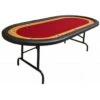 Table De Poker "NÉVADA RED" - Pieds Pliants – Race Track -10 Joueurs – Tapis Tissu Microfibre - Bords Simili Cuir