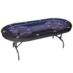Table De Poker Pliable "KOY" - Avec Pieds Pliants - Tapis Casino - 10 Joueurs
