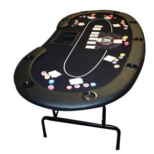 Table De Poker Haricot "SKULL" - Avec Pieds Pliants - Tapis Jersey Néoprène - 9 Joueurs + Dealer 2 Table De Poker Haricot "SKULL" - Avec Pieds Pliants - Tapis Jersey Néoprène - 9 Joueurs + Dealer – Image 2