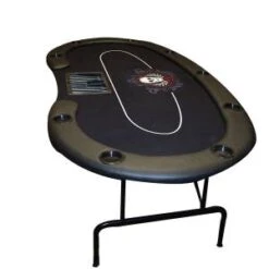 Table De Poker Haricot "SKULL" - Avec Pieds Pliants - Tapis Jersey Néoprène - 9 Joueurs + Dealer