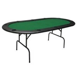 Table De Poker "ÉCO" - Pieds Pliants – 10 Joueurs – Tapis En Tissu Microfibre Et Bords Mousse