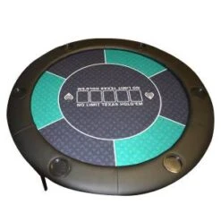 Table De Poker Ronde "NO LIMIT VERT" - 120 Cm - Avec Pieds Pliants - Tapis Jersey Néoprène - 6 Joueurs