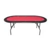 Table De Poker "VEGAS NIGHT ROUGE" - Pieds Pliants – Tapis En Tissu Microfibre - 10 Cup Holder – Pour 10 Joueurs