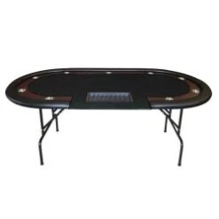 Table De Poker "VENETIAN" Noire - Pied Pliants - Avec Race Track - 9 Joueurs + Dealer
