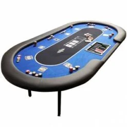 Table De Poker "FLORÉAL BLUE" - Avec Pieds Pliants Renforcés - Tapis Jersey Néoprène - 10 Joueurs + Dealer -Cartes Production tables de poker floreal pieds pliants tapis en tissu et bords mousse 1 11