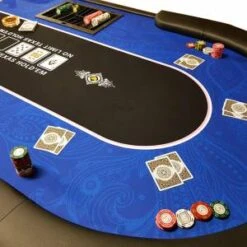 Table De Poker "FLORÉAL BLUE" - Avec Pieds Pliants Renforcés - Tapis Jersey Néoprène - 10 Joueurs + Dealer -Cartes Production tables de poker floreal pieds pliants tapis en tissu et bords mousse 1 15