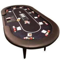 Table De Poker "FLORÉAL BLACK" - Avec Pieds Pliants Renforcés - Tapis Jersey Néoprène - 10 Joueurs + Dealer -Cartes Production tables de poker floreal pieds pliants tapis en tissu et bords mousse 1 6