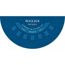 Tapis De "BLACK JACK" Bleu - 140 X 70 Cm - Jersey Néoprène - Demi-lune