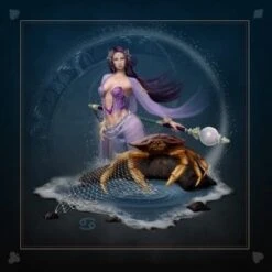 Tapis De Cartomancie "ASTRO CANCER" - Jersey Néoprène - Carré - 80 X 80 Cm