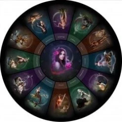 Tapis De Taromancie "ASTROLOGIE" Rond - Jersey Néoprène - 80 Cm